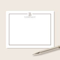 Initiale de monogramme marron double bordure profe
