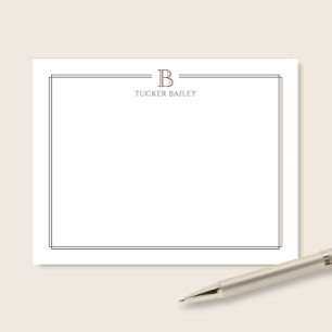 Carte De Correspondance Initiale de monogramme marron double bordure profe