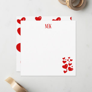Carte De Correspondance Initiales de coeur rouge