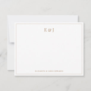 Carte De Correspondance Initiales de couple élégantes à double bordure dor