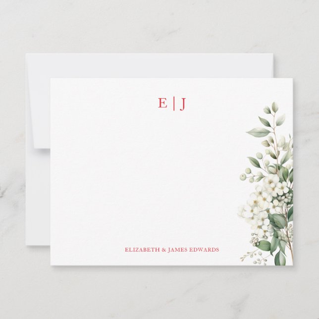Carte De Correspondance Initiales de couple personnalisées pour Noël  (Devant)