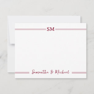 Carte De Correspondance Initiales de monogramme de mariage en Bourgogne Co