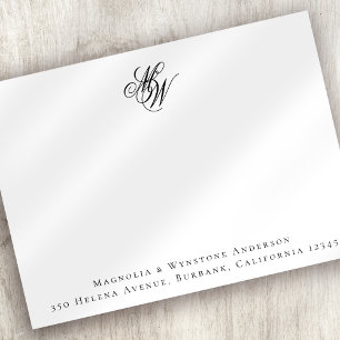 Carte De Correspondance Initiales en couple monogramme personnalisées