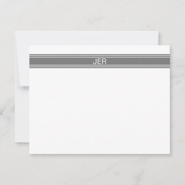 Carte De Correspondance Initiales Monogrammes Classiques Modernes Gris Sim (Devant)