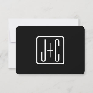 Carte De Correspondance Initiales monogrammes modernes Noir & Blanc