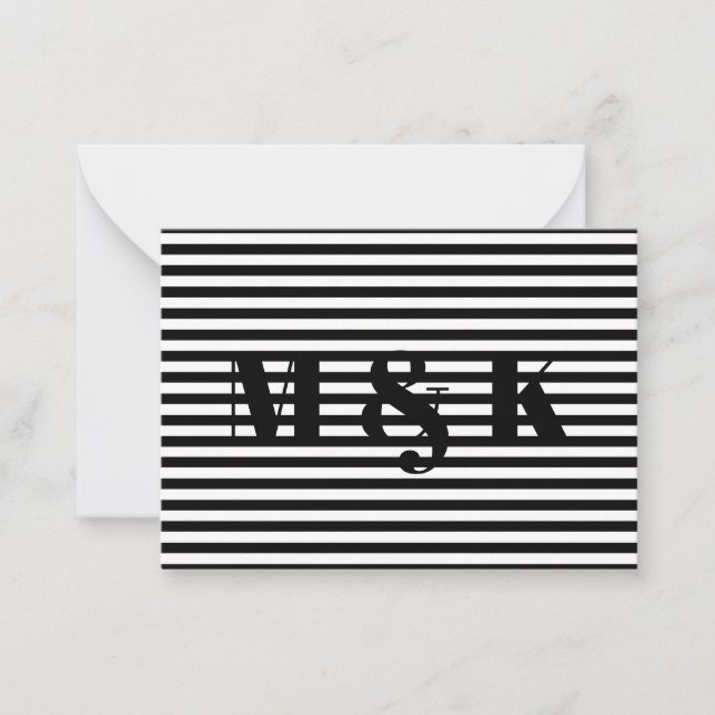 Carte De Correspondance Initiales monogrammes personnalisées noir blanc ra (Devant)