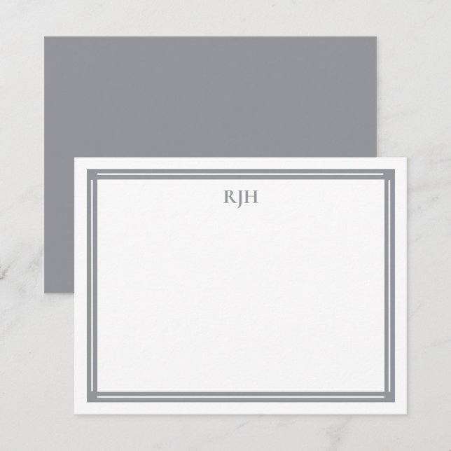 Carte De Correspondance Initiales monographiques personnalisées avec bordu (Devant / Derrière)