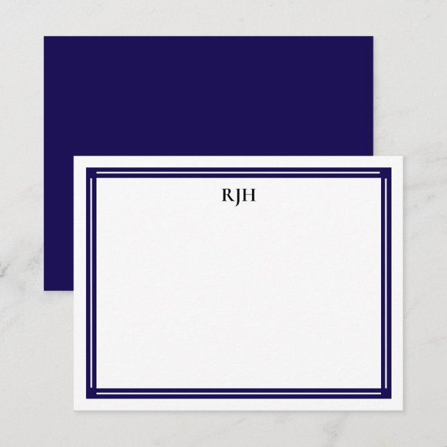 Carte De Correspondance Initiales monographiques personnalisées avec bordu (Devant / Derrière)