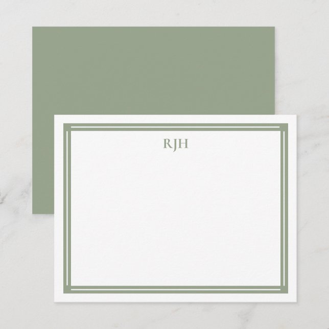 Carte De Correspondance Initiales monographiques personnalisées avec bordu (Devant / Derrière)