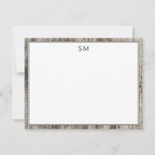 Carte De Correspondance Initiales simples en bois rustique