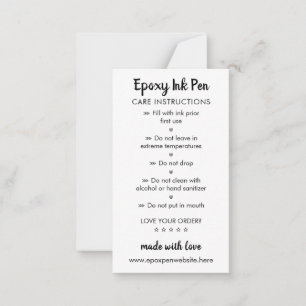 Carte De Correspondance Instructions d'entretien pour stylo époxy