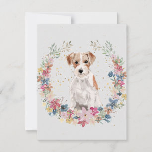 Carte De Correspondance Jack Russell Terrier Fleurs de printemps Monogramm