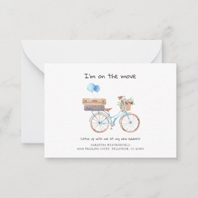 Carte De Correspondance J'ai déménagé Aquarelle Chic Moving House (Devant)