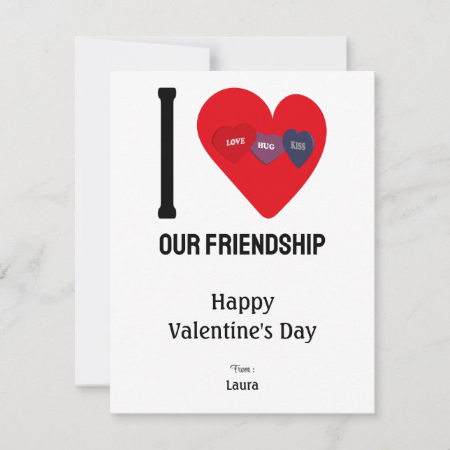 Carte De Correspondance J'aime " Votre Texte " Amour, Câlin & Bisou (Devant)