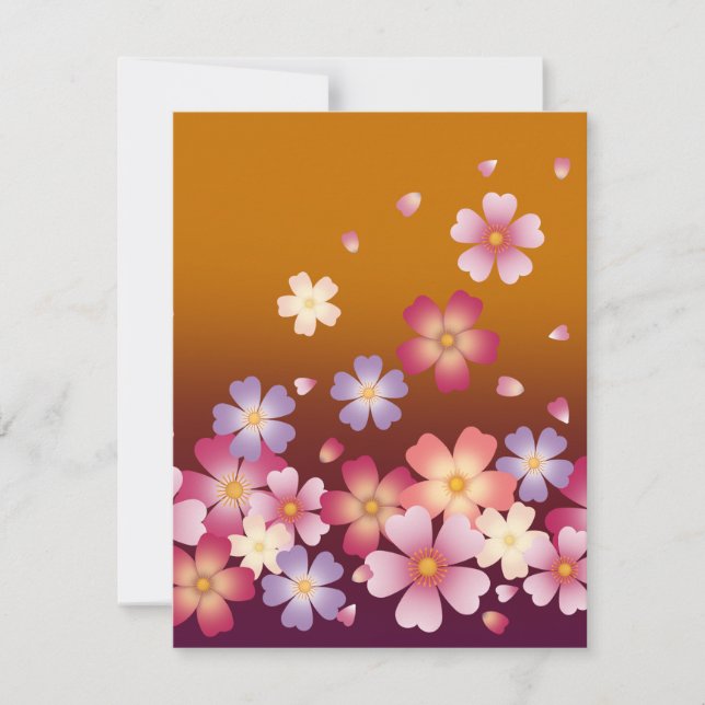 Carte De Correspondance Japonais Sakura Blossoms Gold & PLum (Devant)