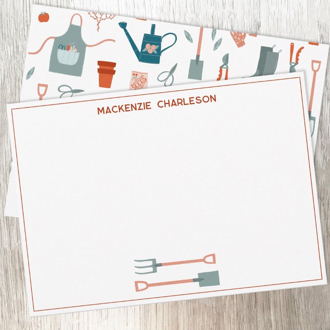 Carte De Correspondance Jardinage de nom personnalisé (Fun gardening art personalized name note cards)