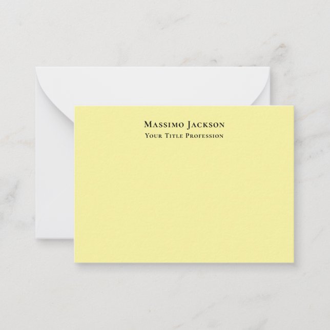 Carte De Correspondance Jaune clair uni élégant professionnel moderne (Devant)