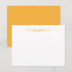 Carte De Correspondance Jaune classique moderne manuscrit Script 2 Nom