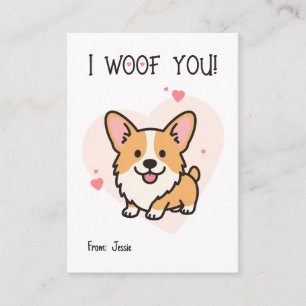 Carte De Correspondance Je Vous Aime Corgi Enfants Saint-Valentin