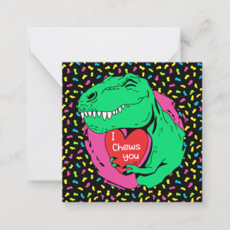 Carte De Correspondance Je vous mâche Trex Dinosaure Saint-Valentin en cla
