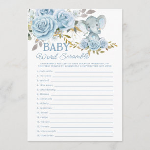 Carte De Correspondance Jeu de désordre de mots de bébé éléphant floral bl