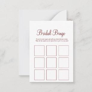 Carte De Correspondance jeu de douche de mariée de bingo