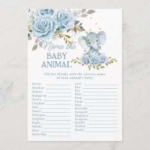 Carte De Correspondance Jeu de nommage de bébé animal à l'éléphant floral