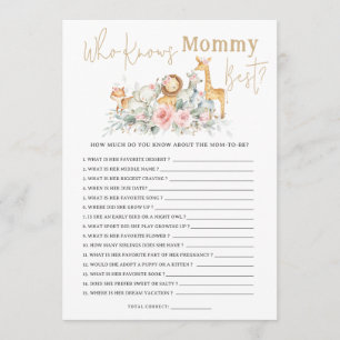 Carte De Correspondance Jeu Qui Connaît le Mieux Maman Fleurs Animaux de l