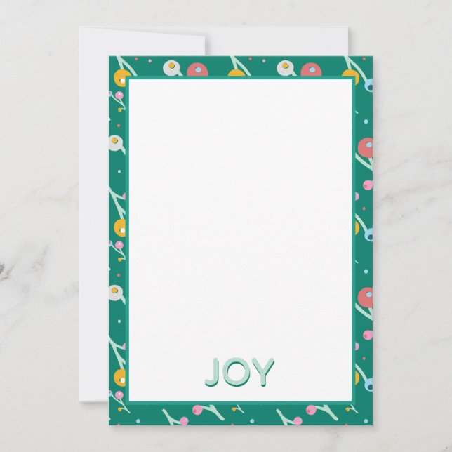 Carte De Correspondance Joie Moderne Fêtes Berries Vert Noël (Devant)