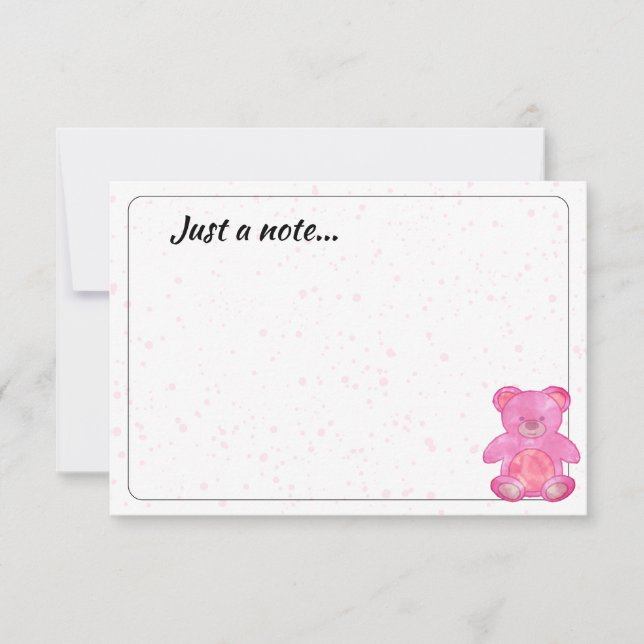 Carte De Correspondance Joli bébé ours en rose personnalisé Juste une note (Devant)