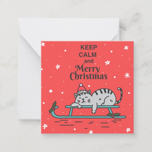 Carte De Correspondance Joli Chat de Noël (Devant)