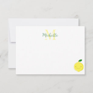 Carte De Correspondance Joli citron de dessin animé monogramme personnalis