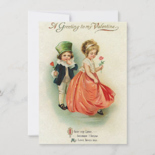 Carte De Correspondance Joli Couple Saint-Valentin Vintage Garçon Fille