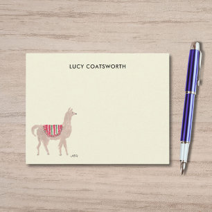 Carte De Correspondance Joli lama bohème personnalisé peint à la main crèm