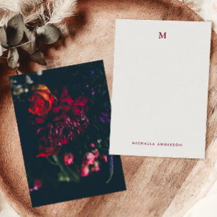Carte De Correspondance Joli Moderne Fleurs Colorées Monogramme & Nom