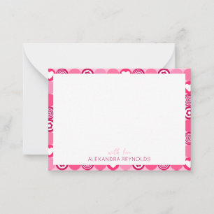 Carte De Correspondance Joli motif de cœur et de fleurs roses pour la Sain