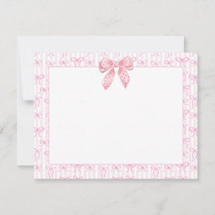 Carte De Correspondance Joli Nœud Ruban Rose I Rayures Pastel avec Pois
