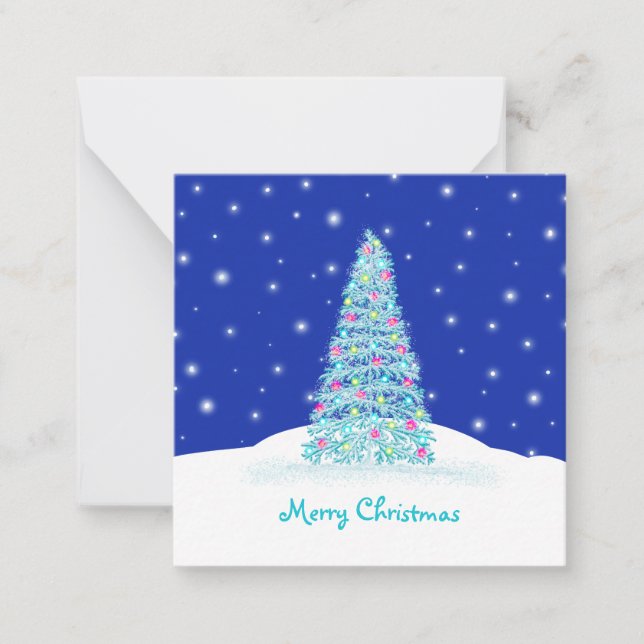 Carte De Correspondance Joli petit sapin de Noël bleu miniature (Devant)
