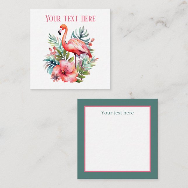Carte De Correspondance joli rose flamingo ajouter nom plage (Devant / Derrière)