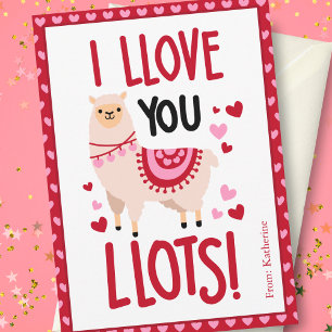 Carte De Correspondance Joli rose Valentine's Day Llama classe