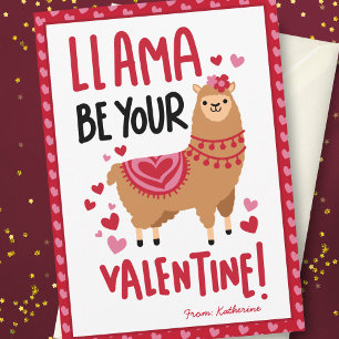 Carte De Correspondance Joli rose Valentine's Day Llama classe
