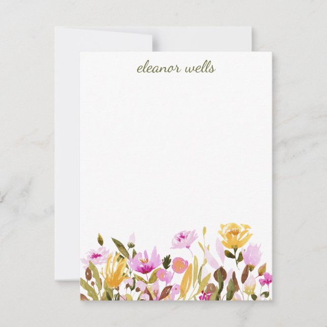 Carte De Correspondance Jolie aquarelle Floral Stationery personnalisée (Devant)