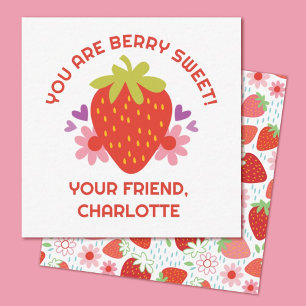 Carte De Correspondance Jolie baie douce enfants fraise Saint-Valentin