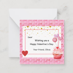 Carte De Correspondance Jolie Cupcake Saint-Valentin pour les enfants