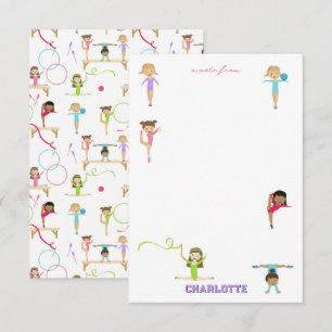 Carte De Correspondance Jolie fille de gymnastique multicolore pour enfant