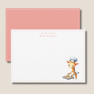 Carte De Correspondance Jolie fille girafe chef pâtissière remerciements p