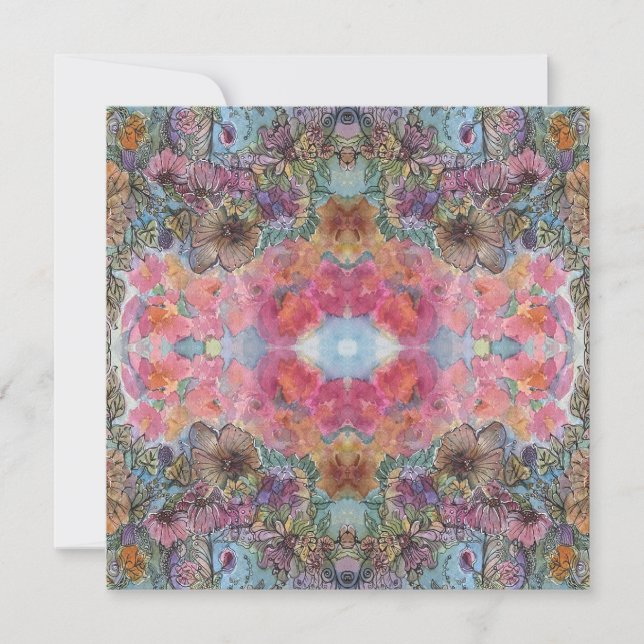 Carte De Correspondance Jolie peinture à l'aquarelle du jardin de fleurs c (Devant)