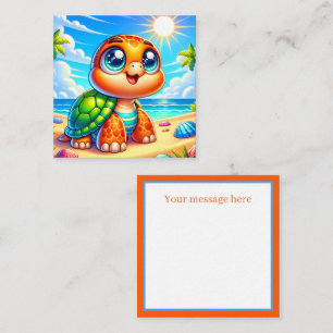 Carte De Correspondance Jolie plage mer tortue ajouter le message