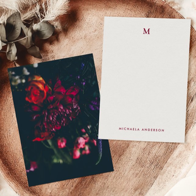 Carte De Correspondance Jolies Fleurs Colorées Modernes Monogramme & Nom (Créateur téléchargé)