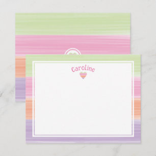 Carte De Correspondance Jolies Rayures Aquarelle et Pâques Printemps Cœur